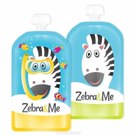 2 PACK Saszetki do karmienia wielorazowe DIVER Zebra & Me 