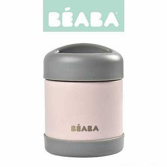 Pojemnik - termos obiadowy ze stali nierdzewnej z hermetycznym zamknięciem 300 ml dark mist/light pink Beaba