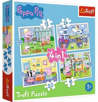 Puzzle 4w1: Świnka Peppa - Wspomnienia z wakacji 3+ Trefl